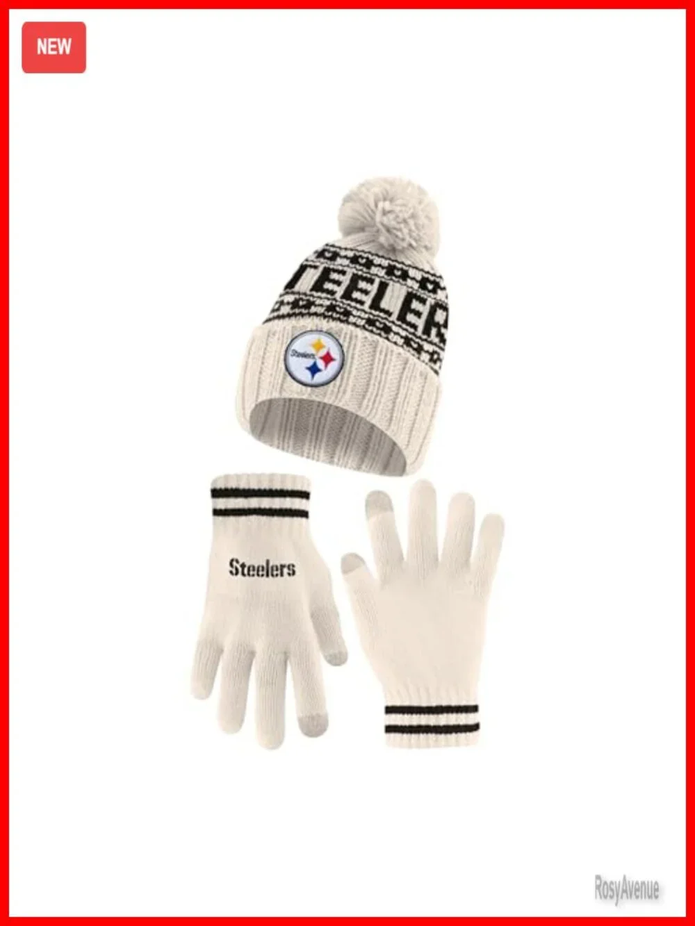 NFL Team Cable Knit Beanie with Touchscreen Gloves Set